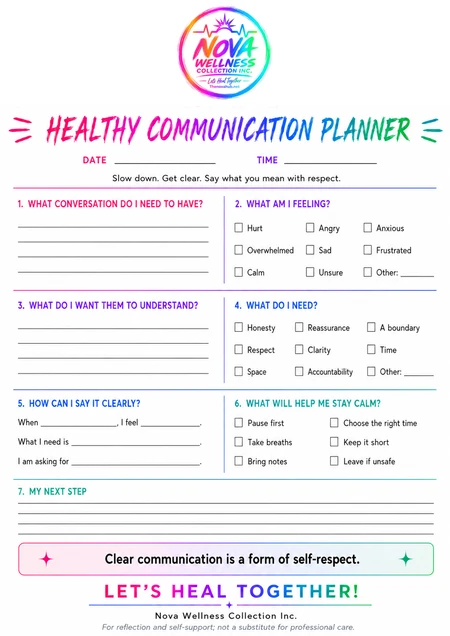 Preview of Healthy Communication Planner